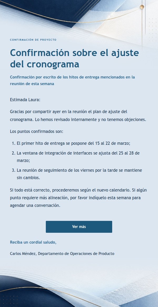 Respuesta Profesional y Concisa con Líneas Azul Marino