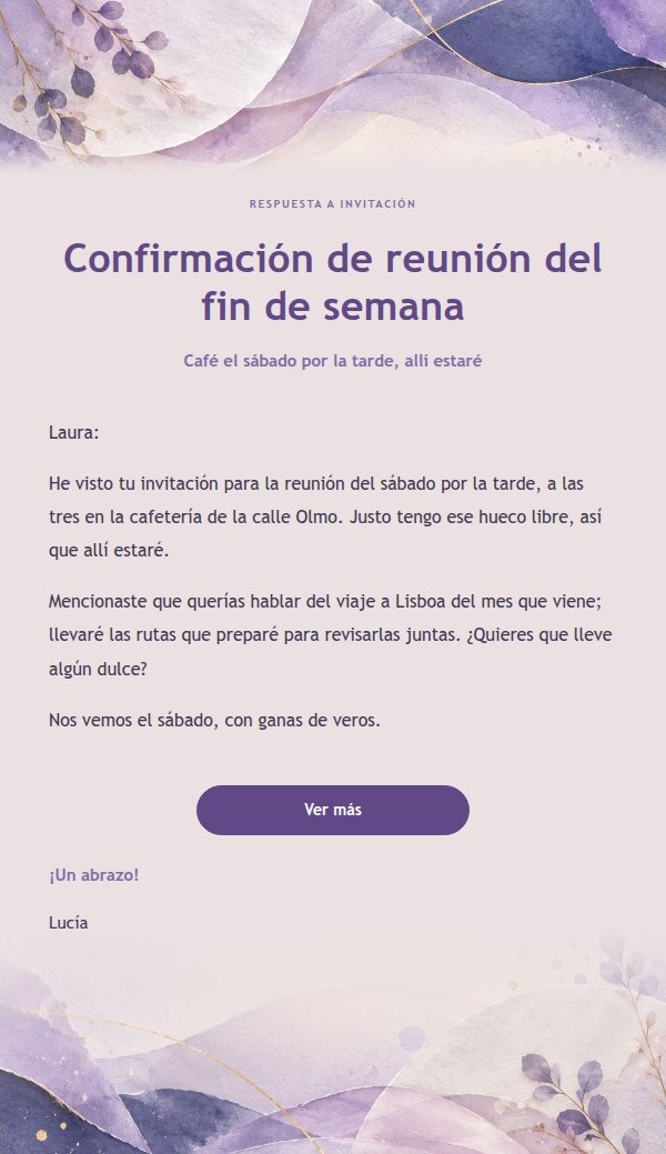 Respuesta natural y relajada · Papel de gasa lila