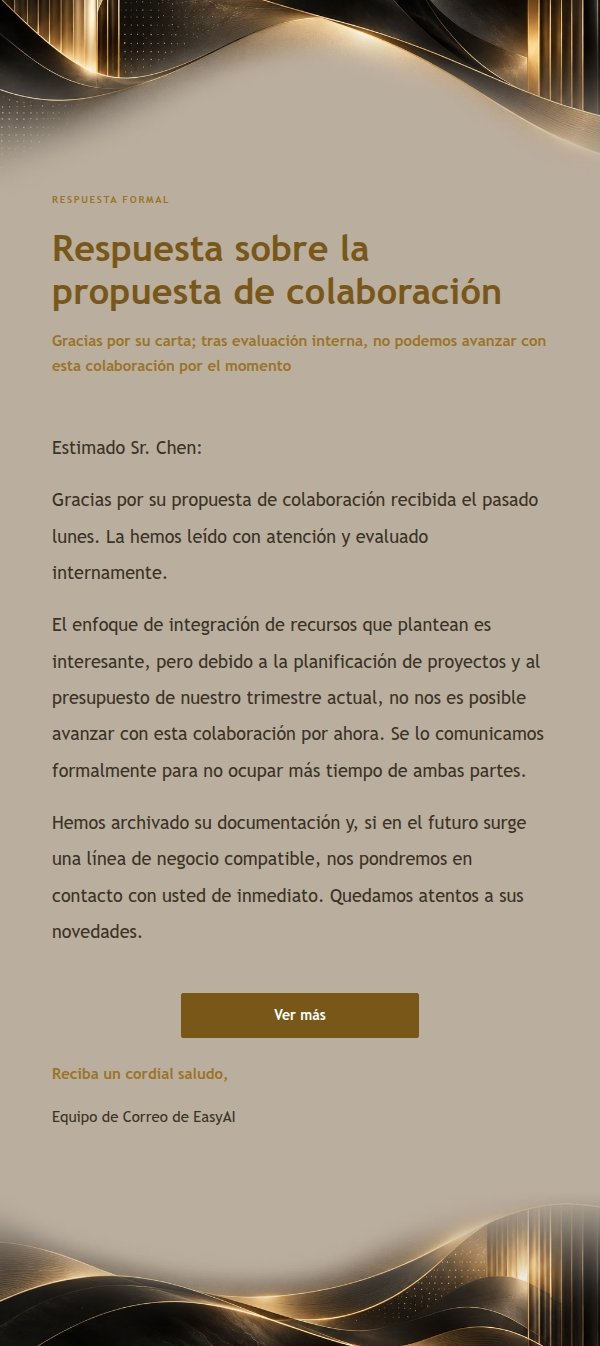 Respuesta Formal con Papelería Arquitectónica Negra y Dorada