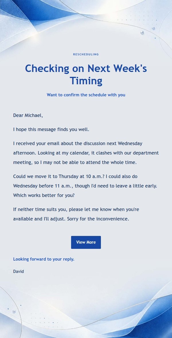 Warm Friendly Reply Email Template 2