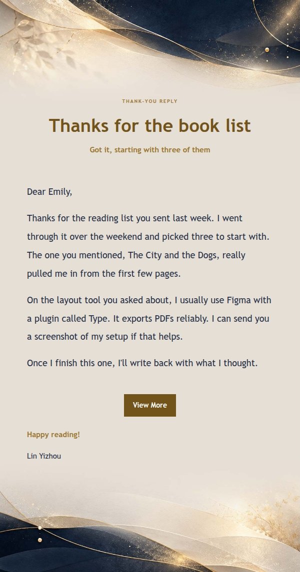 Midnight Gilt Warm Reply Letter