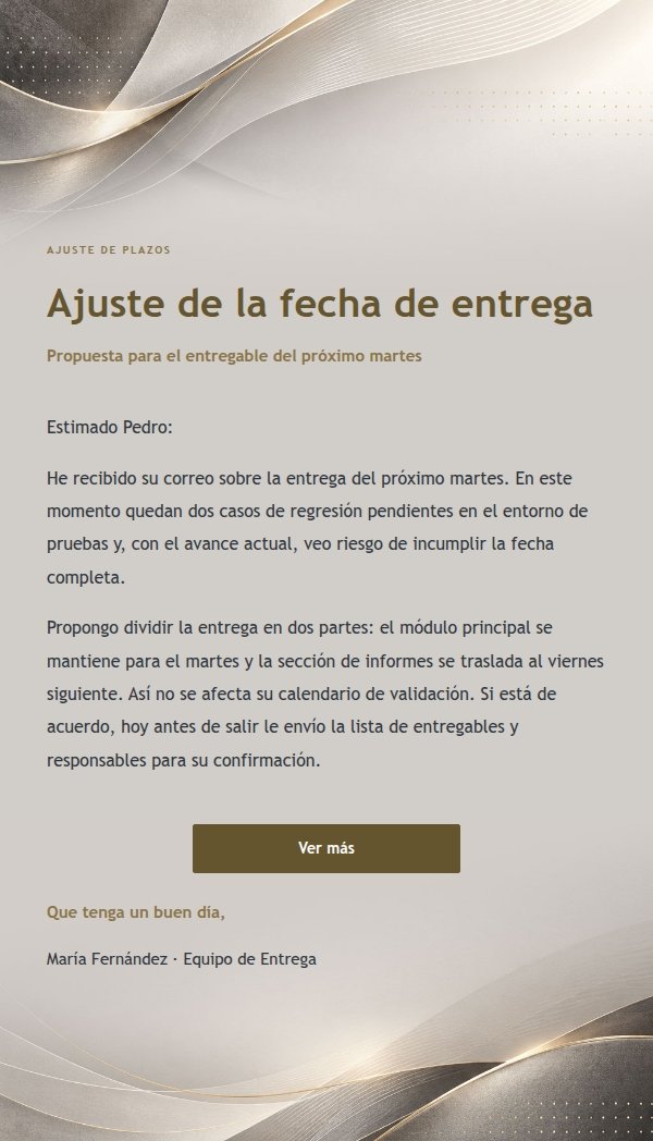Respuesta Profesional Concisa · Papelería Grafito y Platino 2