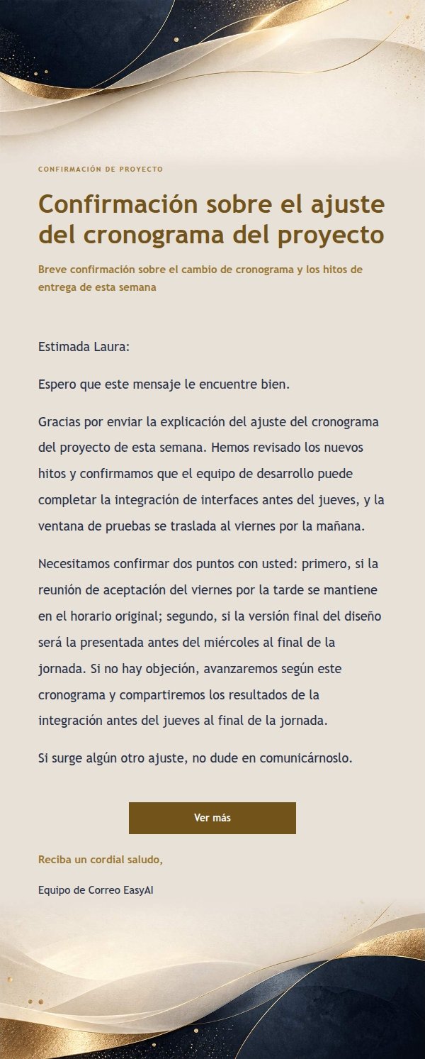 Respuesta Profesional Concisa · Papelería Azul Noche y Oro