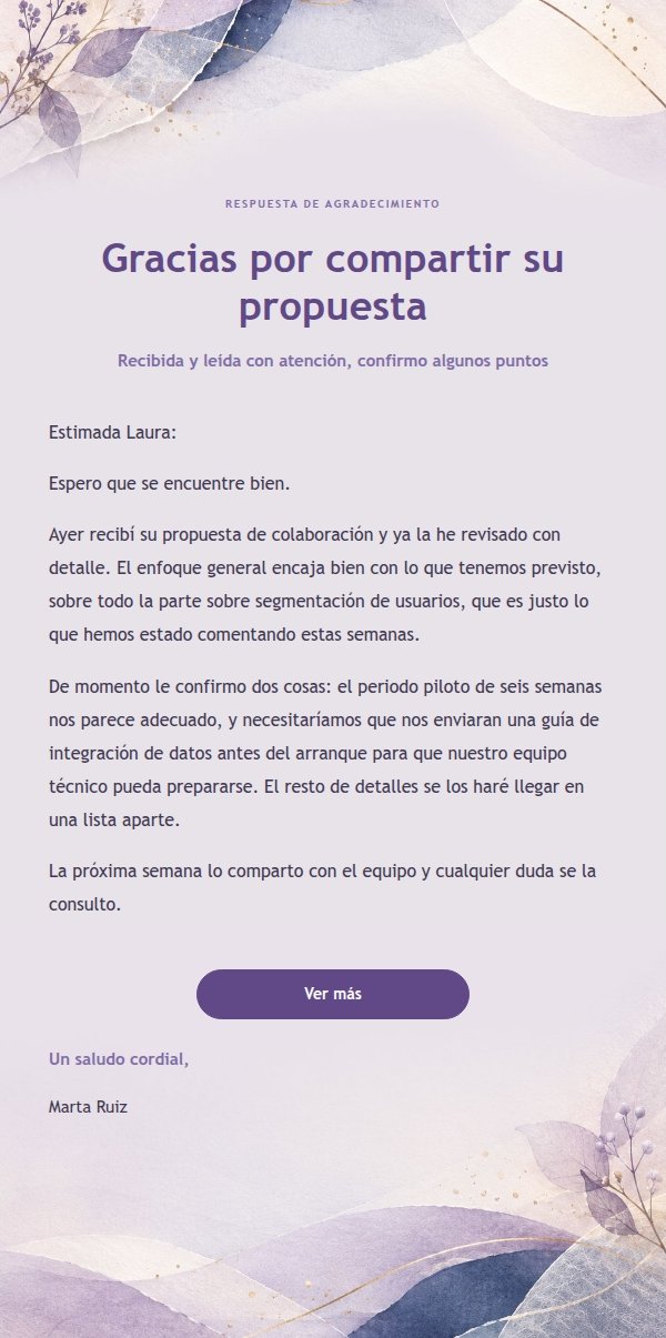 Respuesta Cálida y Amable con Papel Lila