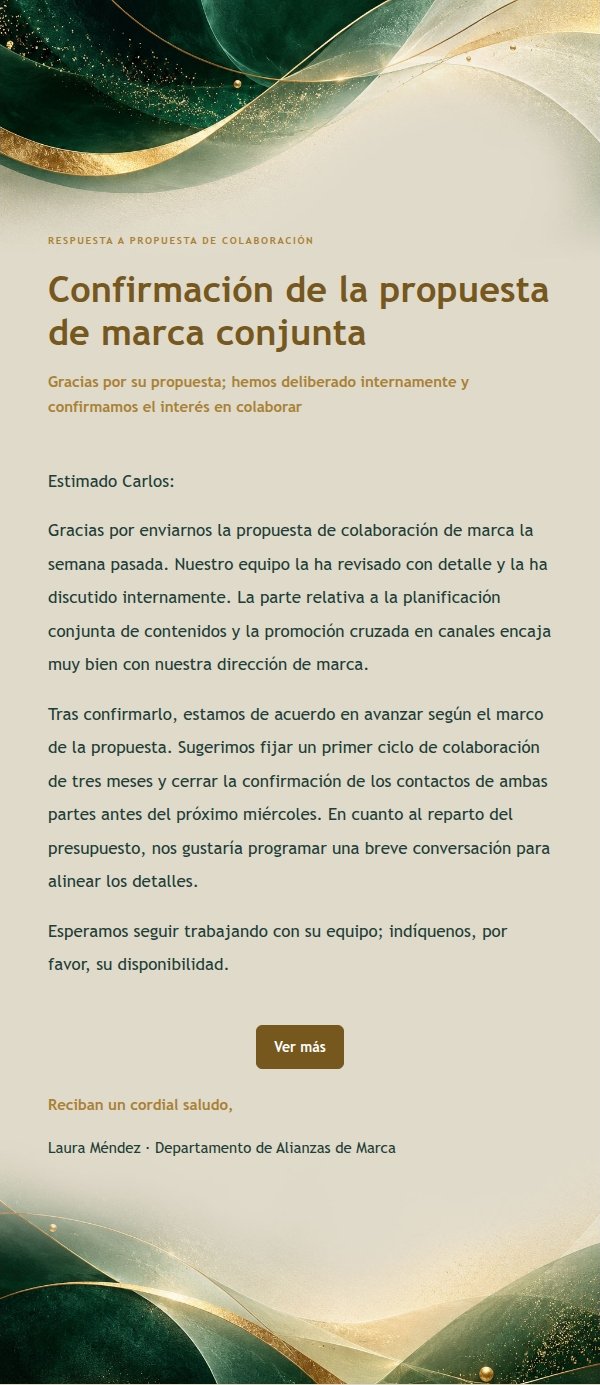 Respuesta Moderna de Marca con Filigrana Esmeralda