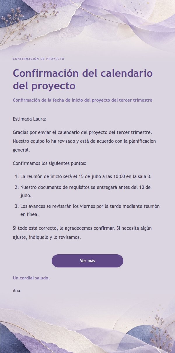 Respuesta Profesional y Concisa · Papel de Lila