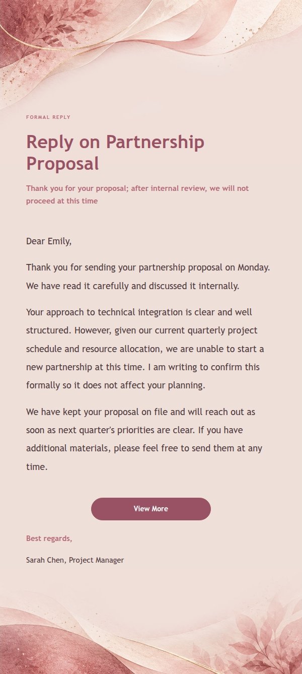 Formal Steady Reply Rose Mist Letterhead