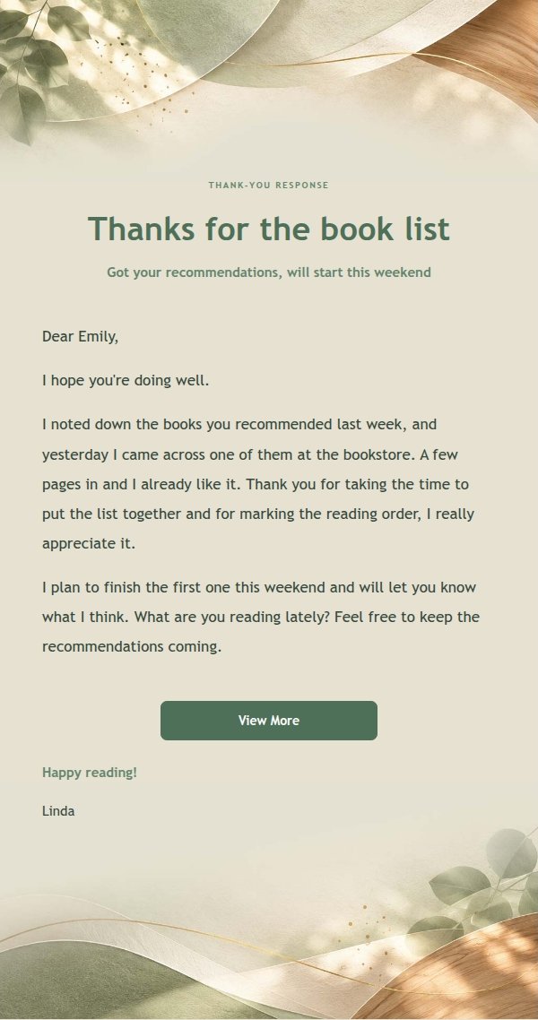 Warm Friendly Reply Email Template