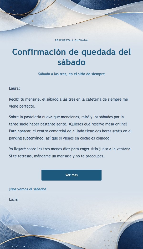Respuesta relajada con líneas racionales azul marino