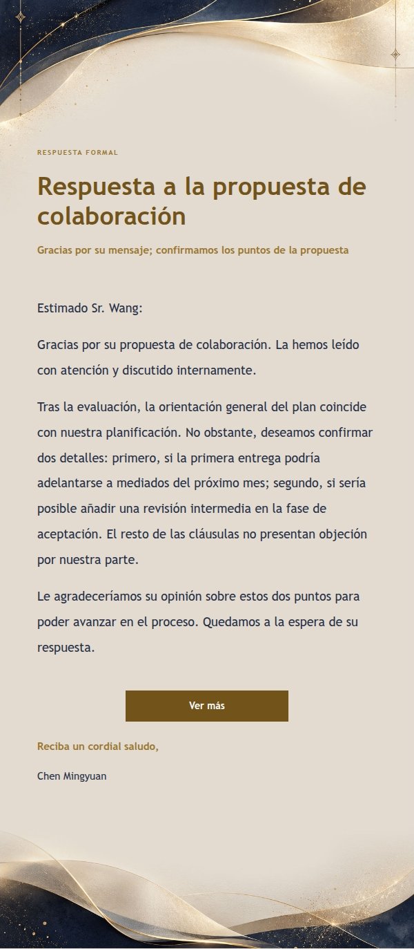 Respuesta Formal con Filigrana Nocturna