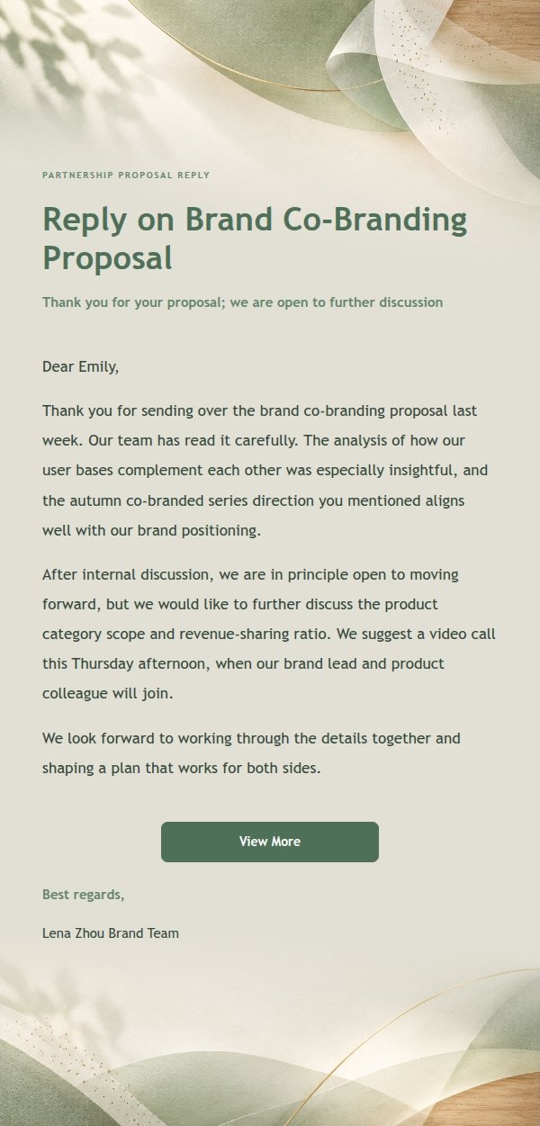 Modern Brand Reply: Sage Natural Whitespace