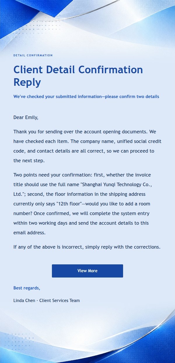 Clear Transactional Reply · Cobalt Editorial