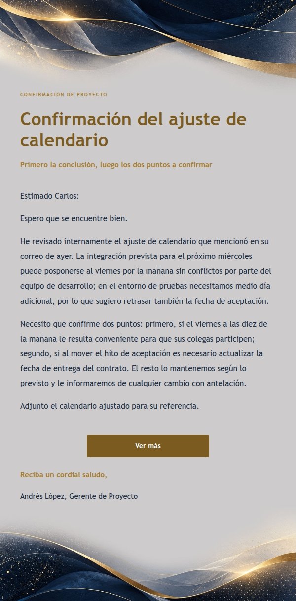 Respuesta Profesional Conciso Azul Marino y Oro
