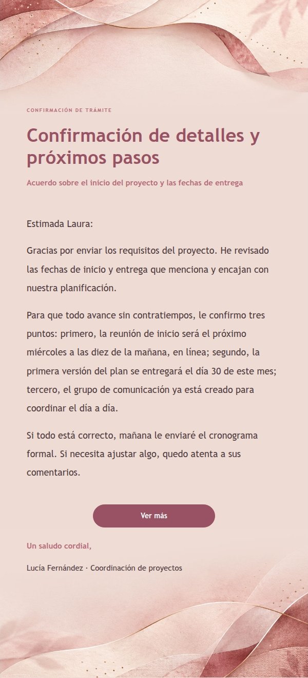Respuesta Transaccional Clara · Papel Rosa Bruma