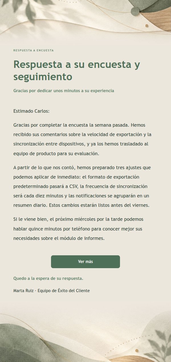 Respuesta Transaccional Clara · Espacio Natural Salvia 2