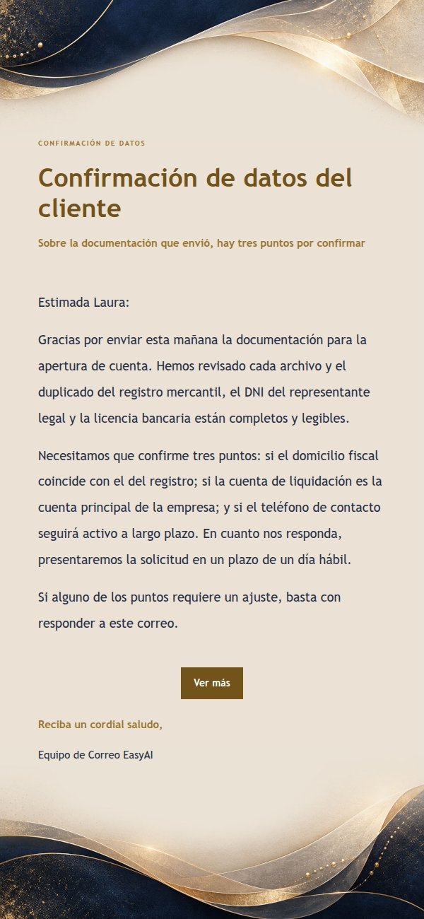 Respuesta Transaccional Clara · Carta Nocturna Dorada