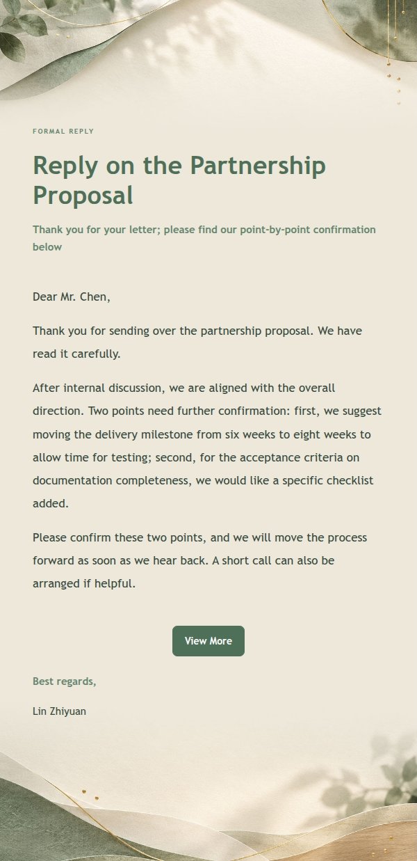 Formal Steady Reply Email Template