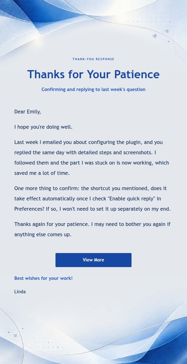 Warm Friendly Reply Email Template