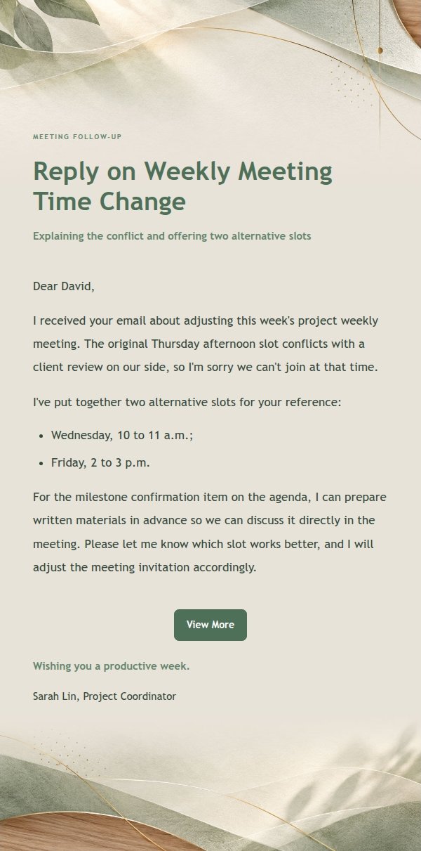 Professional Concise Reply Email 2