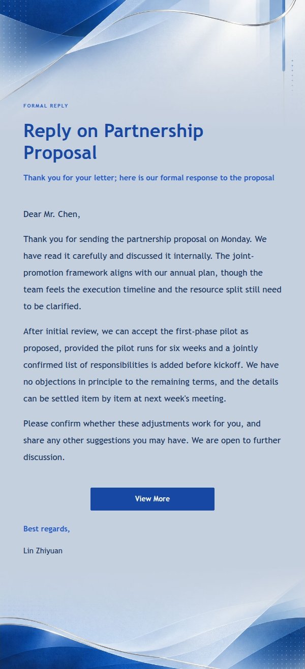 Formal Steady Reply Email Template