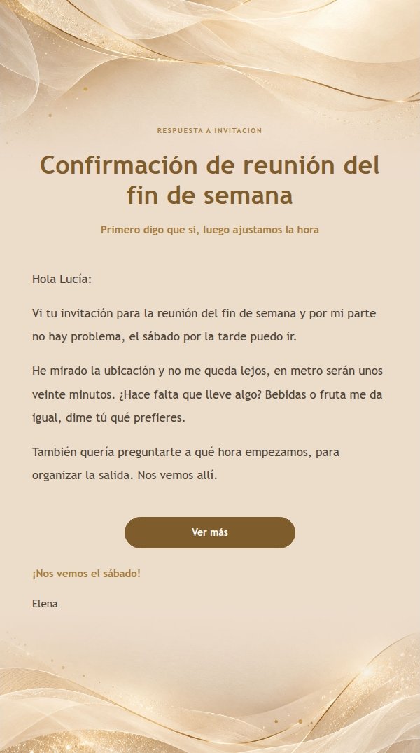 Respuesta casual en papel marfil y oro