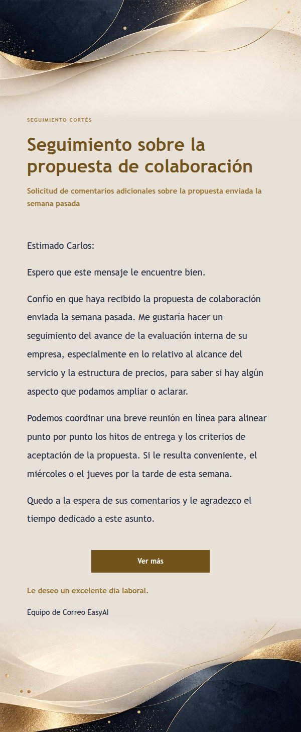 Respuesta Profesional Concisa · Papelería Azul Noche y Oro 2