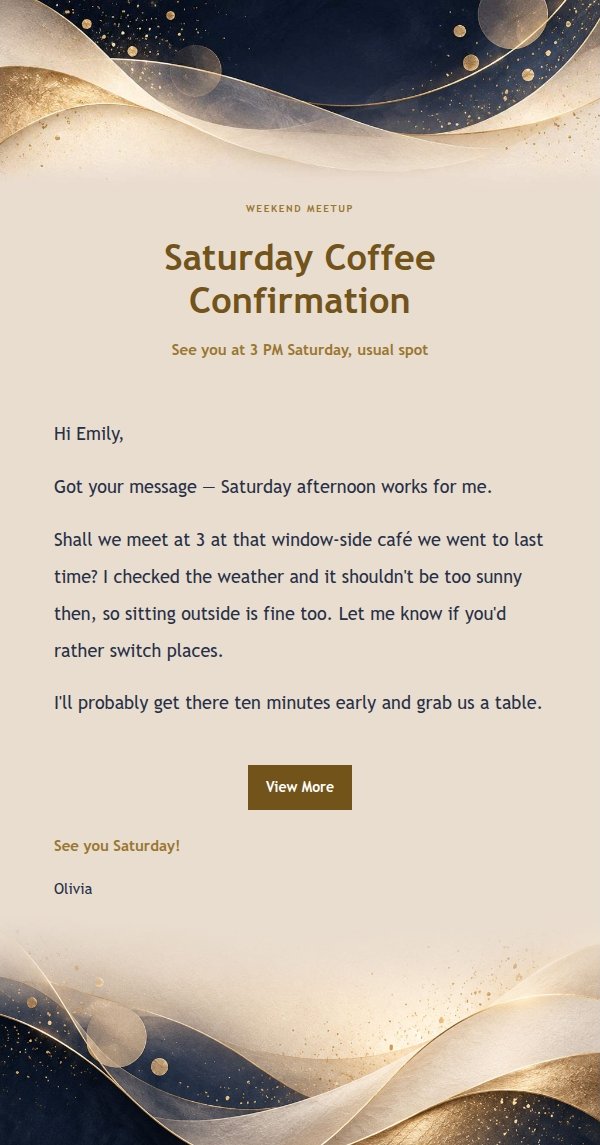 Midnight Gilded Casual Reply Letter