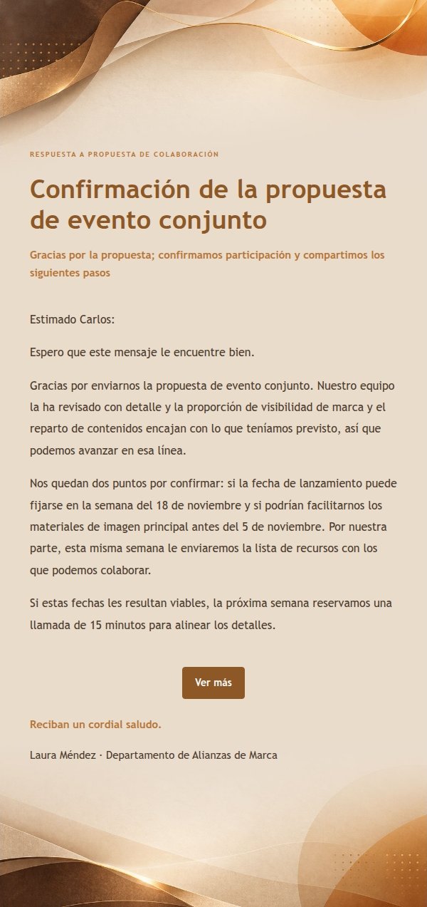 Respuesta de Marca Moderna · Papel Ámbar Cálido