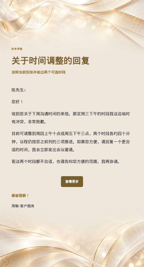 清晰事务型回复·象牙白金压纹信笺 2