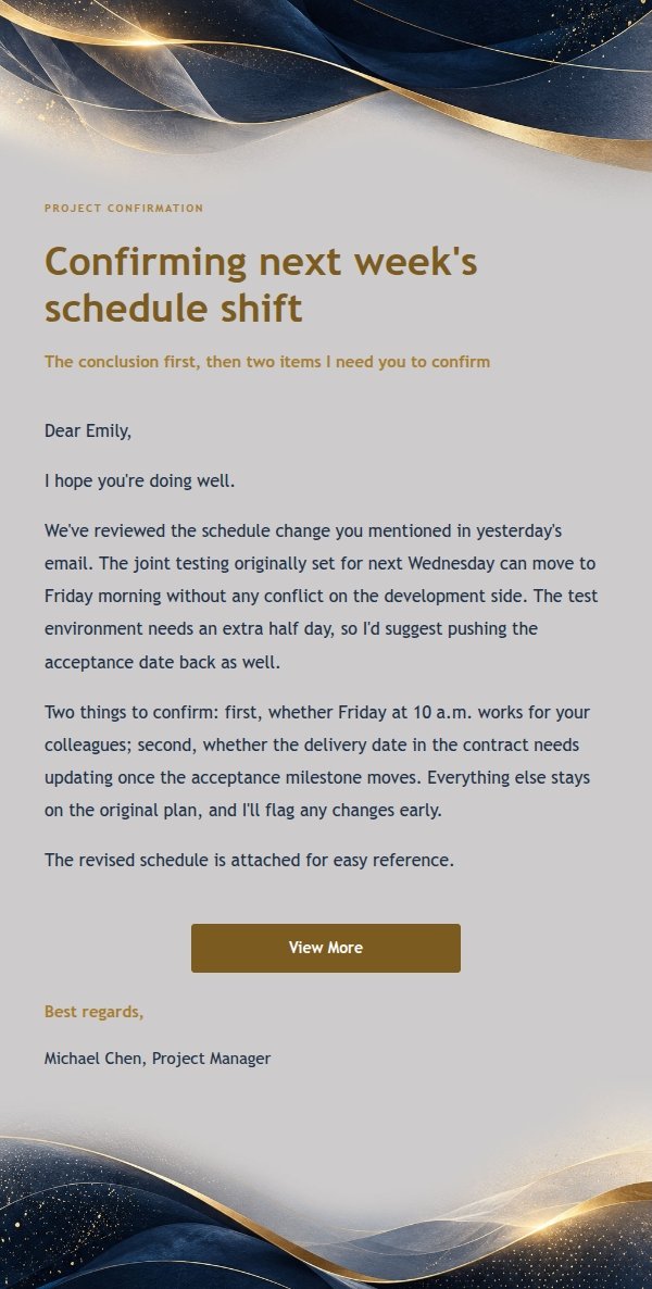 Navy & Gold Professional Reply Email