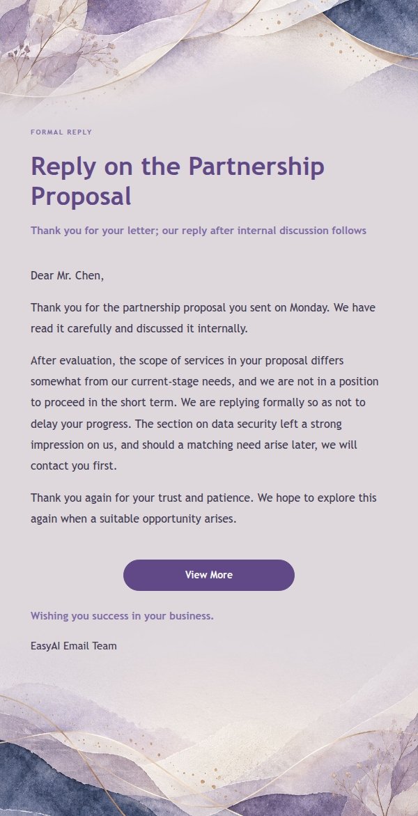 Formal Steady Reply Lilac Paper